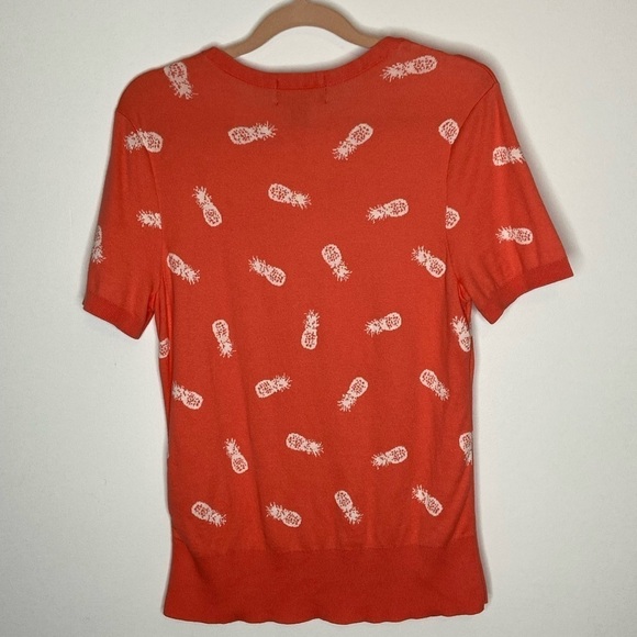 Lands End 100% Supima Cotton Sweater.  Size M. Pineapple print. Short sleeve. - Picture 7 of 11